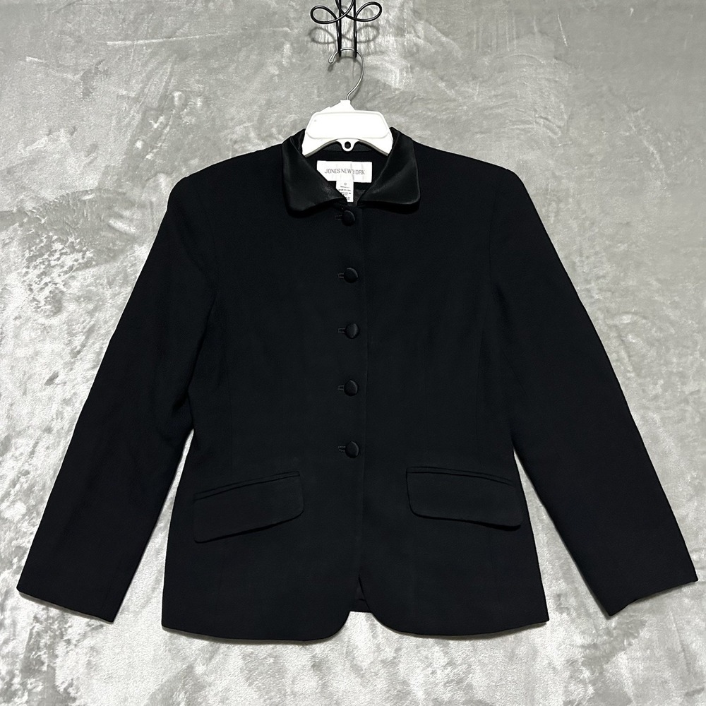 Vintage Jones New York Wool Jacket Womens 8 Military Style USA Career Old Money